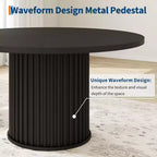 47 Round Dining Table for 4-6 People, Dining Room Table with Sturdy Waveform Metal Pedestal Base, Industrial Kitchen Table for Dining Room, Kitchen