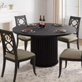 47 Round Dining Table for 4-6 People, Dining Room Table with Sturdy Waveform Metal Pedestal Base, Industrial Kitchen Table for Dining Room, Kitchen