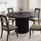 47 Round Dining Table for 4-6 People, Dining Room Table with Sturdy Waveform Metal Pedestal Base, Industrial Kitchen Table for Dining Room, Kitchen