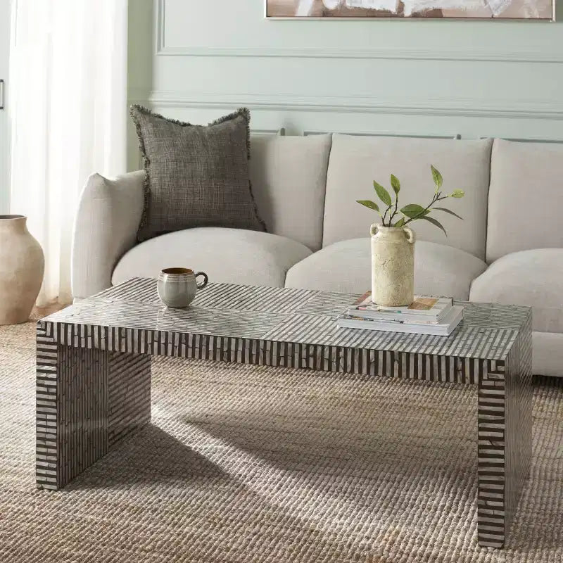 Hamza Rectangle Coffee Table - COF1805A - Silver/Black - Safavieh