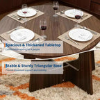 Round Dining Table for 4, 43.3 Inches Farmhouse Dining Table with Pedestal Base, Circle Kitchen Tables for Dining Room