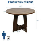 Round Dining Table for 4, 43.3 Inches Farmhouse Dining Table with Pedestal Base, Circle Kitchen Tables for Dining Room