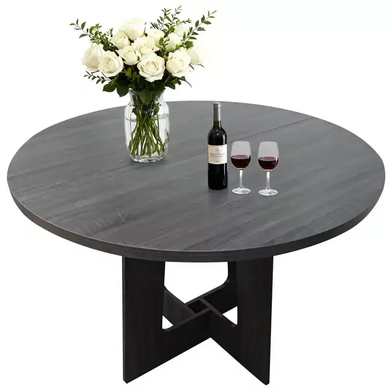 Round Dining Table for 4, 43.3 Inches Farmhouse Dining Table with Pedestal Base, Circle Kitchen Tables for Dining Room