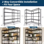 Heavy Duty Metal Storage Shelves 4/5-Tier  Industrial Wire Shelving with Wheels, 3300 LBS Capacity Adjustable Shelving Unit for Garage & Warehouse