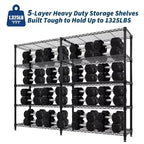 Heavy Duty Metal Storage Shelves 4/5-Tier  Industrial Wire Shelving with Wheels, 3300 LBS Capacity Adjustable Shelving Unit for Garage & Warehouse
