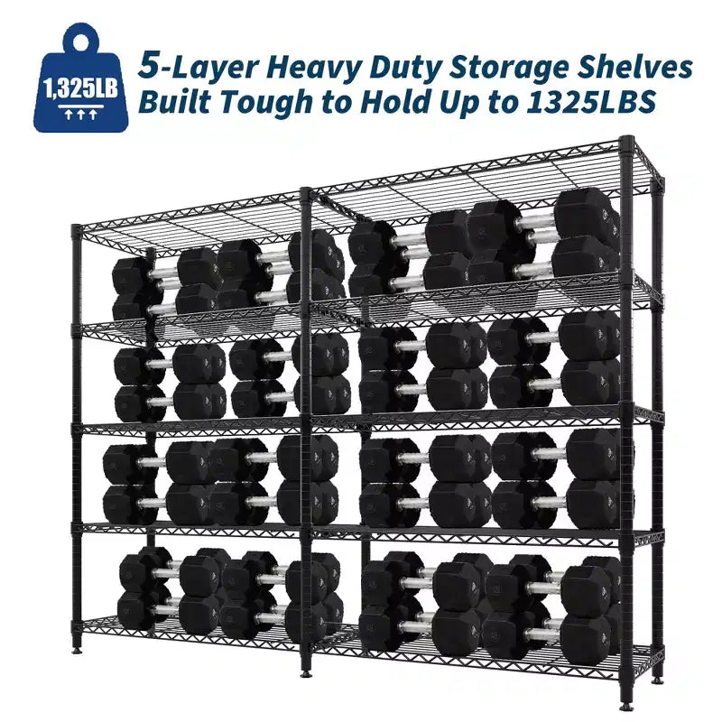 Heavy Duty Metal Storage Shelves 4/5-Tier  Industrial Wire Shelving with Wheels, 3300 LBS Capacity Adjustable Shelving Unit for Garage & Warehouse