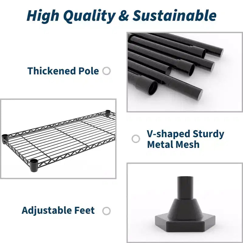 Heavy Duty Metal Storage Shelves 4/5-Tier  Industrial Wire Shelving with Wheels, 3300 LBS Capacity Adjustable Shelving Unit for Garage & Warehouse
