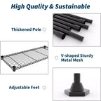 Heavy Duty Metal Storage Shelves 4/5-Tier  Industrial Wire Shelving with Wheels, 3300 LBS Capacity Adjustable Shelving Unit for Garage & Warehouse