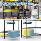 Heavy Duty Metal Storage Shelves 4/5-Tier  Industrial Wire Shelving with Wheels, 3300 LBS Capacity Adjustable Shelving Unit for Garage & Warehouse