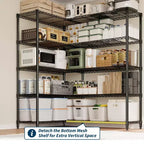 Heavy Duty Metal Storage Shelves 4/5-Tier  Industrial Wire Shelving with Wheels, 3300 LBS Capacity Adjustable Shelving Unit for Garage & Warehouse