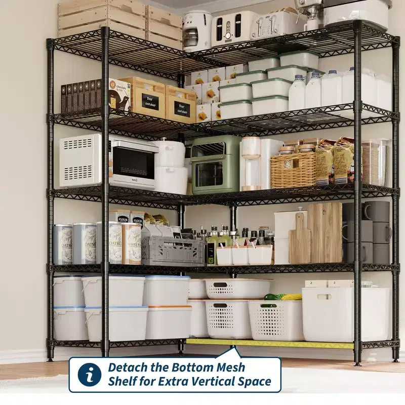 Heavy Duty Metal Storage Shelves 4/5-Tier  Industrial Wire Shelving with Wheels, 3300 LBS Capacity Adjustable Shelving Unit for Garage & Warehouse