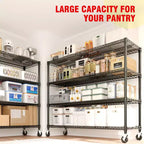 Heavy Duty Metal Storage Shelves 4/5-Tier  Industrial Wire Shelving with Wheels, 3300 LBS Capacity Adjustable Shelving Unit for Garage & Warehouse
