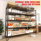 Heavy Duty Metal Storage Shelves 4/5-Tier  Industrial Wire Shelving with Wheels, 3300 LBS Capacity Adjustable Shelving Unit for Garage & Warehouse