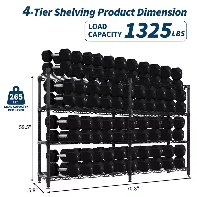 Heavy Duty Metal Storage Shelves 4/5-Tier  Industrial Wire Shelving with Wheels, 3300 LBS Capacity Adjustable Shelving Unit for Garage & Warehouse