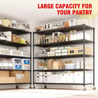 Heavy Duty Metal Storage Shelves 4/5-Tier  Industrial Wire Shelving with Wheels, 3300 LBS Capacity Adjustable Shelving Unit for Garage & Warehouse