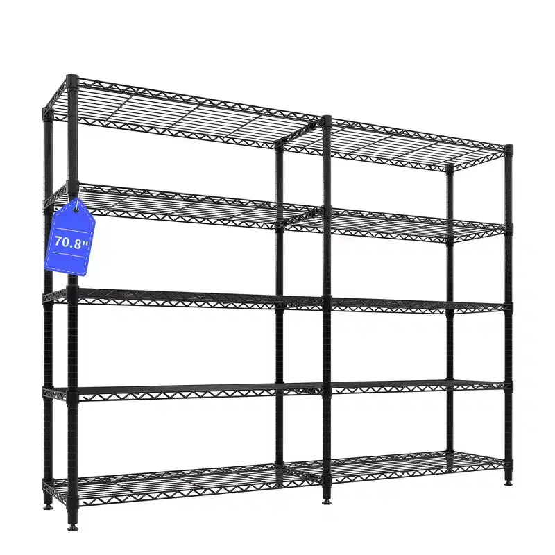 Heavy Duty Metal Storage Shelves 4/5-Tier  Industrial Wire Shelving with Wheels, 3300 LBS Capacity Adjustable Shelving Unit for Garage & Warehouse