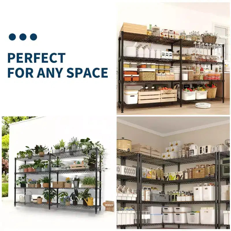Heavy Duty Metal Storage Shelves 4/5-Tier  Industrial Wire Shelving with Wheels, 3300 LBS Capacity Adjustable Shelving Unit for Garage & Warehouse