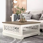 Galano Wood Coffee Table with Storage Shelf 34.8 W x 34.8 D x 16.1 H