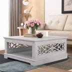 Galano Wood Coffee Table with Storage Shelf 34.8 W x 34.8 D x 16.1 H