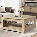 Galano Wood Coffee Table with Storage Shelf 34.8 W x 34.8 D x 16.1 H