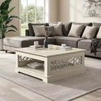 Galano Wood Coffee Table with Storage Shelf 34.8 W x 34.8 D x 16.1 H