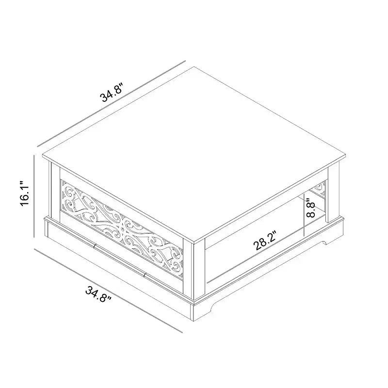 Galano Wood Coffee Table with Storage Shelf 34.8 W x 34.8 D x 16.1 H