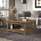 Galano Wood Coffee Table with Storage Shelf 34.8 W x 34.8 D x 16.1 H