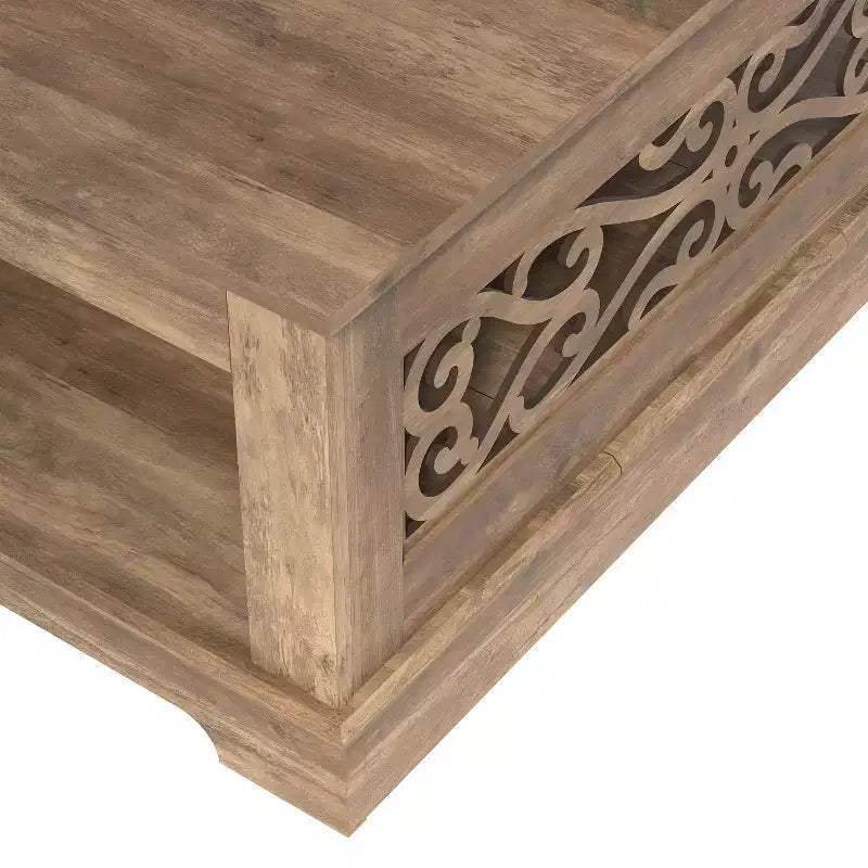 Galano Wood Coffee Table with Storage Shelf 34.8 W x 34.8 D x 16.1 H