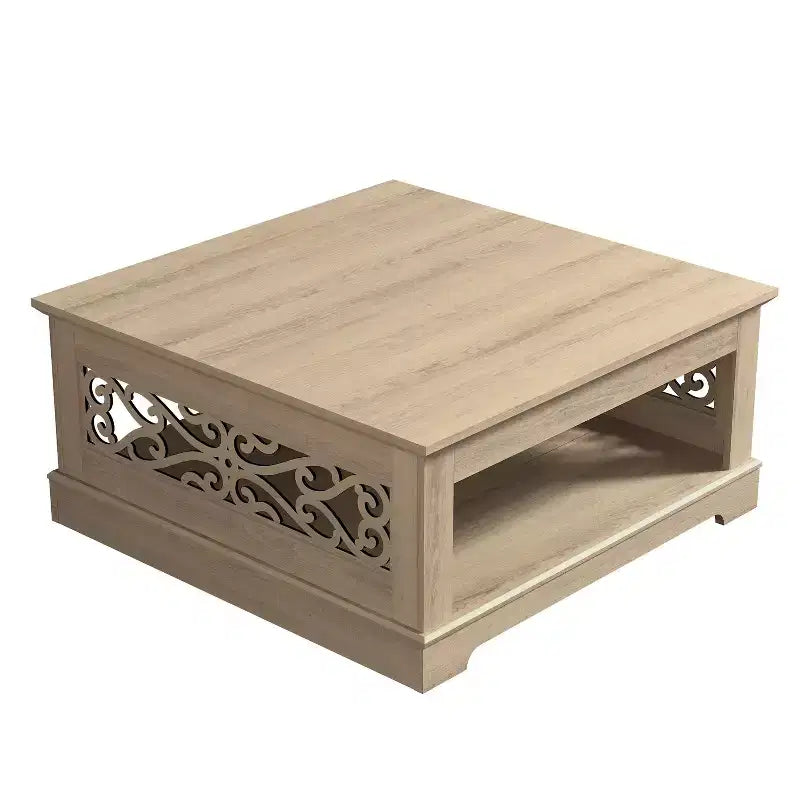 Galano Wood Coffee Table with Storage Shelf 34.8 W x 34.8 D x 16.1 H
