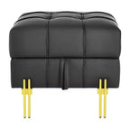 TUYOHW 22 Anti-Scratch Leather Storage Ottoman,Pet Friendly End of Bed Bench with Golden Metal Legs,Ottoman for Living Room,Bedroom,Entryway