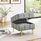 TUYOHW 22 Anti-Scratch Leather Storage Ottoman,Pet Friendly End of Bed Bench with Golden Metal Legs,Ottoman for Living Room,Bedroom,Entryway