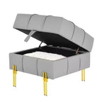 TUYOHW 22 Anti-Scratch Leather Storage Ottoman,Pet Friendly End of Bed Bench with Golden Metal Legs,Ottoman for Living Room,Bedroom,Entryway