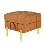 TUYOHW 22 Anti-Scratch Leather Storage Ottoman,Pet Friendly End of Bed Bench with Golden Metal Legs,Ottoman for Living Room,Bedroom,Entryway