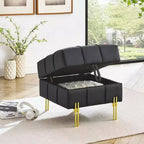 TUYOHW 22 Anti-Scratch Leather Storage Ottoman,Pet Friendly End of Bed Bench with Golden Metal Legs,Ottoman for Living Room,Bedroom,Entryway