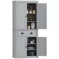 HOMCOM 72.5 Traditional Freestanding Kitchen Pantry Cupboard with 2 Cabinet, Drawer and Adjustable Shelves, Gray