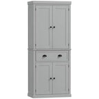 HOMCOM 72.5 Traditional Freestanding Kitchen Pantry Cupboard with 2 Cabinet, Drawer and Adjustable Shelves, Gray
