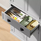 HOMCOM 72.5 Traditional Freestanding Kitchen Pantry Cupboard with 2 Cabinet, Drawer and Adjustable Shelves, Gray