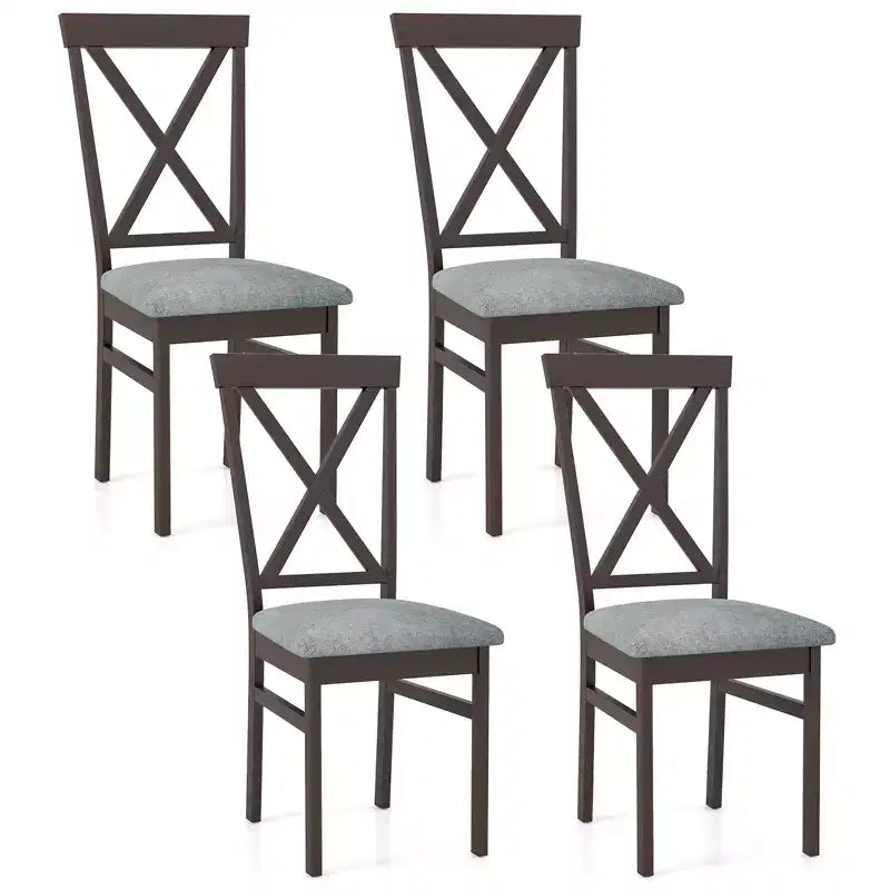 Costway Modern Dining Chairs Set of 4 w/ Rubber Wood Frame Hollowed Backrest for Kitchen