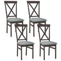 Costway Modern Dining Chairs Set of 4 w/ Rubber Wood Frame Hollowed Backrest for Kitchen