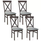 Costway Modern Dining Chairs Set of 4 w/ Rubber Wood Frame Hollowed Backrest for Kitchen