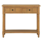 Table console traditionnelle de 35.4 avec tiroirs et étagère, table d’entrée vintage en pin, table de canapé compacte pour salon ou couloir – Panipeachy