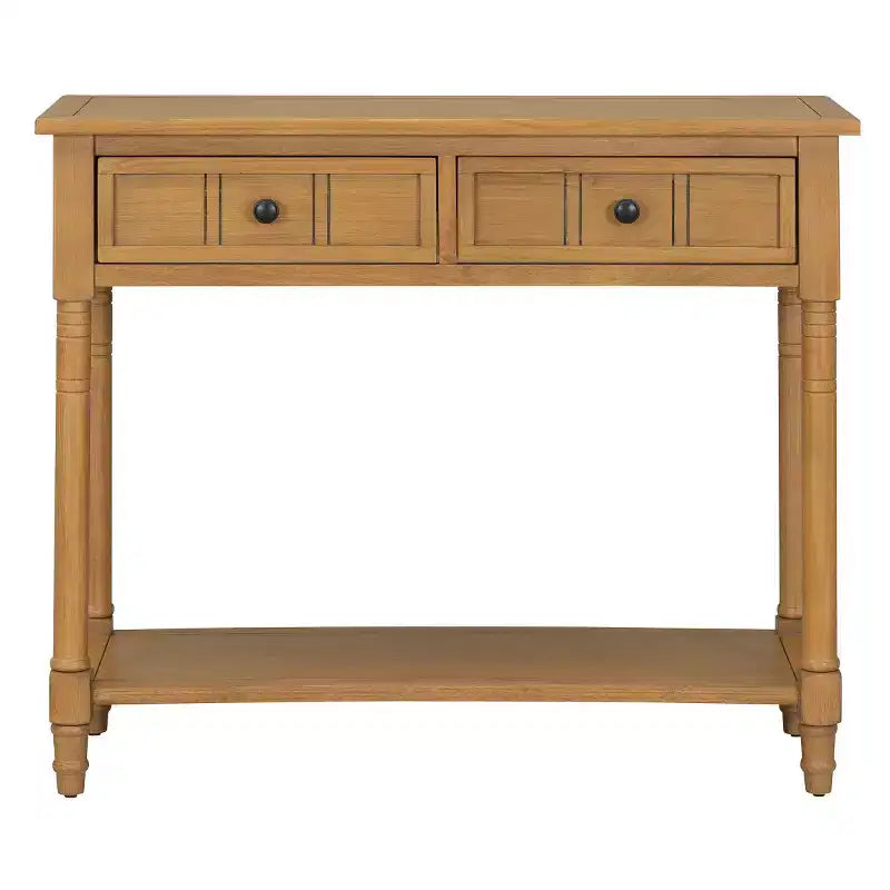 Table console traditionnelle de 35.4 avec tiroirs et étagère, table d’entrée vintage en pin, table de canapé compacte pour salon ou couloir – Panipeachy