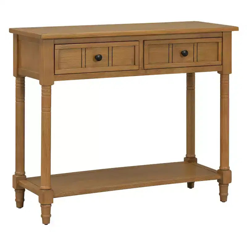Table console traditionnelle de 35.4 avec tiroirs et étagère, table d’entrée vintage en pin, table de canapé compacte pour salon ou couloir – Panipeachy
