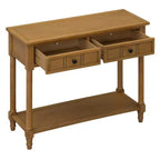 Table console traditionnelle de 35.4 avec tiroirs et étagère, table d’entrée vintage en pin, table de canapé compacte pour salon ou couloir – Panipeachy