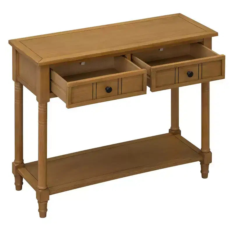 Table console traditionnelle de 35.4 avec tiroirs et étagère, table d’entrée vintage en pin, table de canapé compacte pour salon ou couloir – Panipeachy