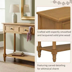 Table console traditionnelle de 35.4 avec tiroirs et étagère, table d’entrée vintage en pin, table de canapé compacte pour salon ou couloir – Panipeachy