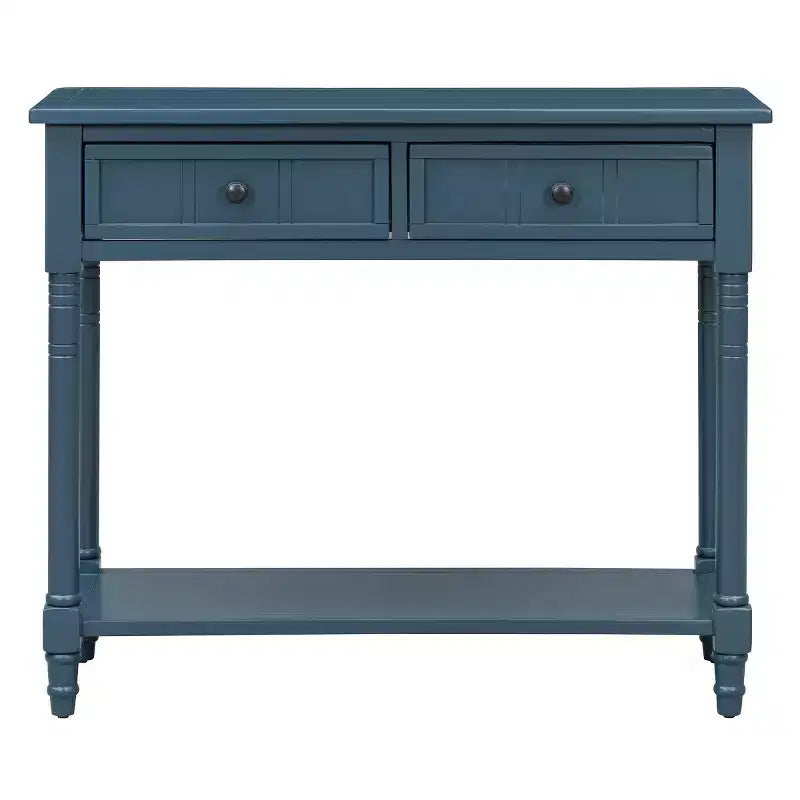 Table console traditionnelle de 35.4 avec tiroirs et étagère, table d’entrée vintage en pin, table de canapé compacte pour salon ou couloir – Panipeachy