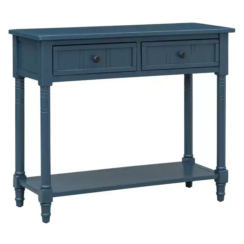 Table console traditionnelle de 35.4 avec tiroirs et étagère, table d’entrée vintage en pin, table de canapé compacte pour salon ou couloir – Panipeachy