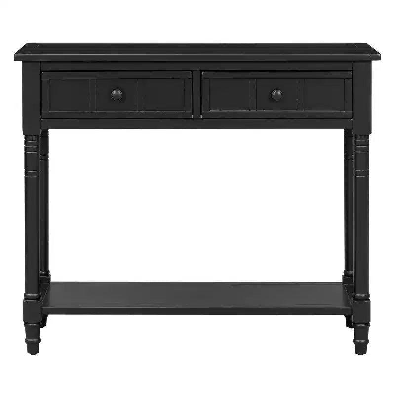 Table console traditionnelle de 35.4 avec tiroirs et étagère, table d’entrée vintage en pin, table de canapé compacte pour salon ou couloir – Panipeachy
