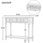 Table console traditionnelle de 35.4 avec tiroirs et étagère, table d’entrée vintage en pin, table de canapé compacte pour salon ou couloir – Panipeachy